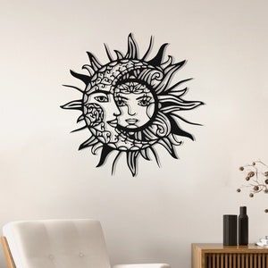 Sun and Moon Metal Wall Art, Celestial Sun and Moon Wall Art, Sun and Moon Art, Mystic Symbol Wall Art, Valentines Day Gift, Meaningful Gift