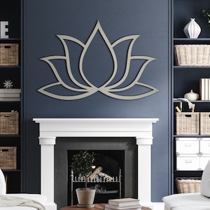Lotus Flower Metal Wall Art, Lotus Silver Color Wall Decor, Bohemian