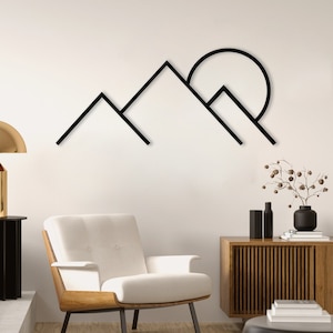 Modern Mountain Metal Wall Art, Abstract Mountain Art, Modern Home Decor, Large Mountain Art, Mountain Gifts, Mountain Line Wall Art
