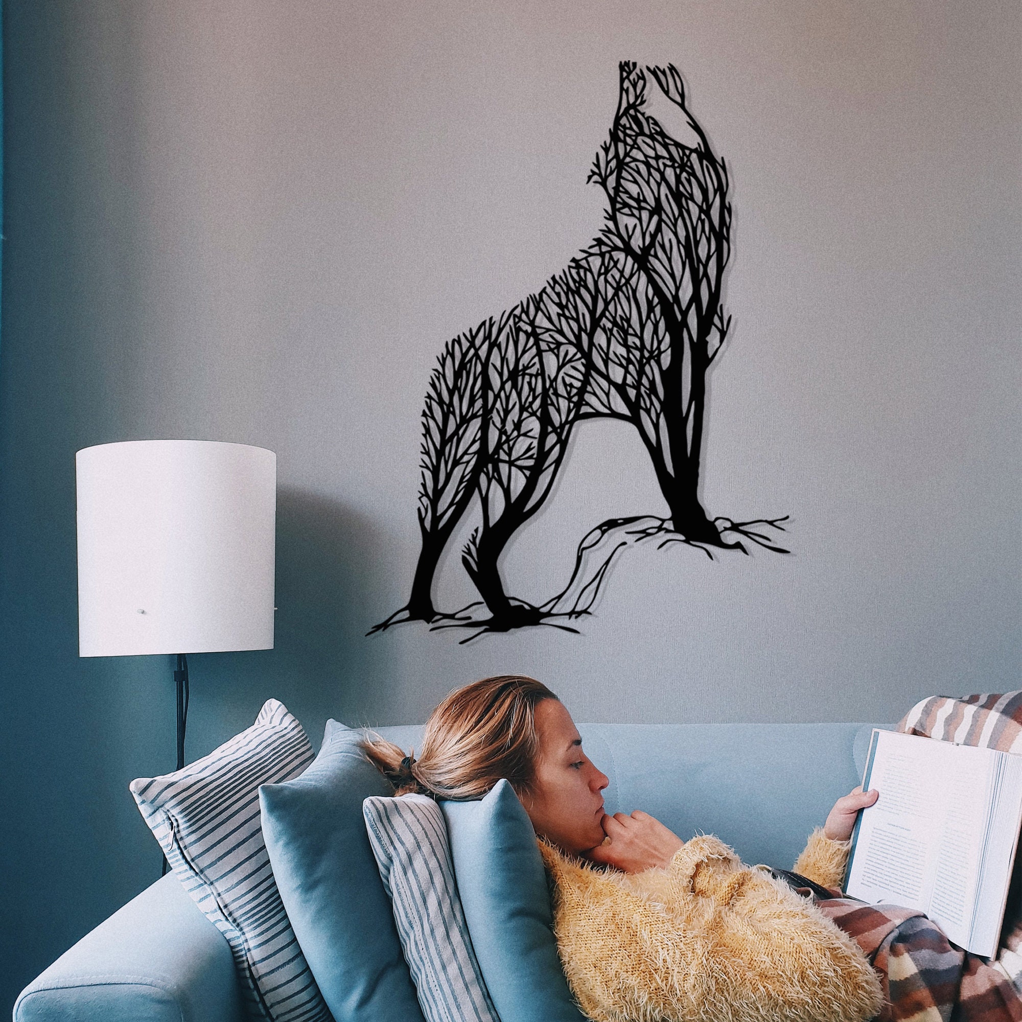 Abstract Wolf Metal Wall Art Wolf Wall Art Chalet Wall Etsy