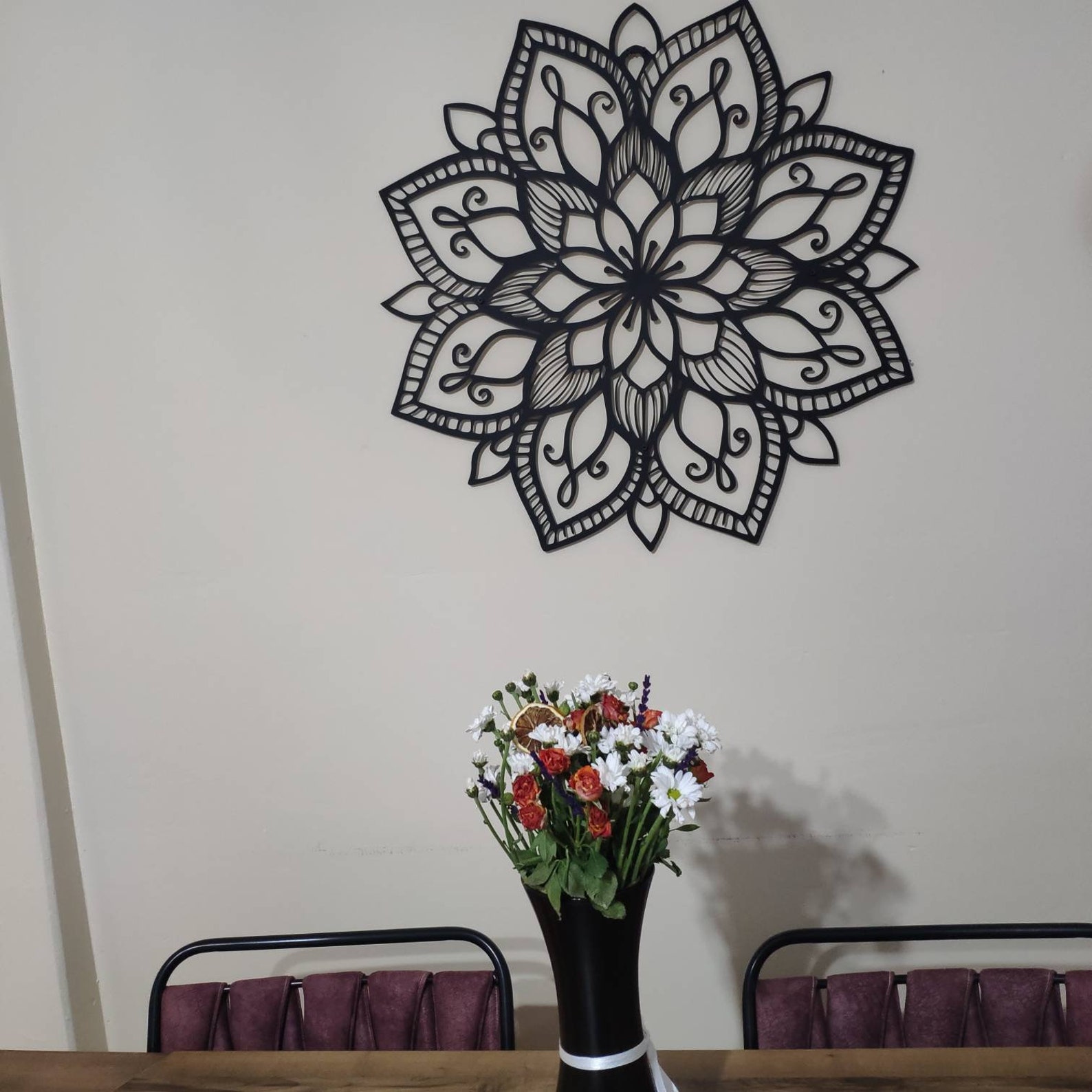 Mandala Art Metal Mandala Art Large Mandala Wall Art Yoga Etsy