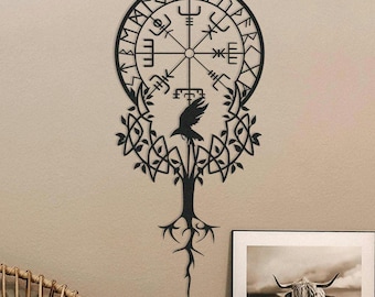 Vegvisir Metal Wall Art: Viking Decor, Norse Symbol Amulet, Nordic Gifts