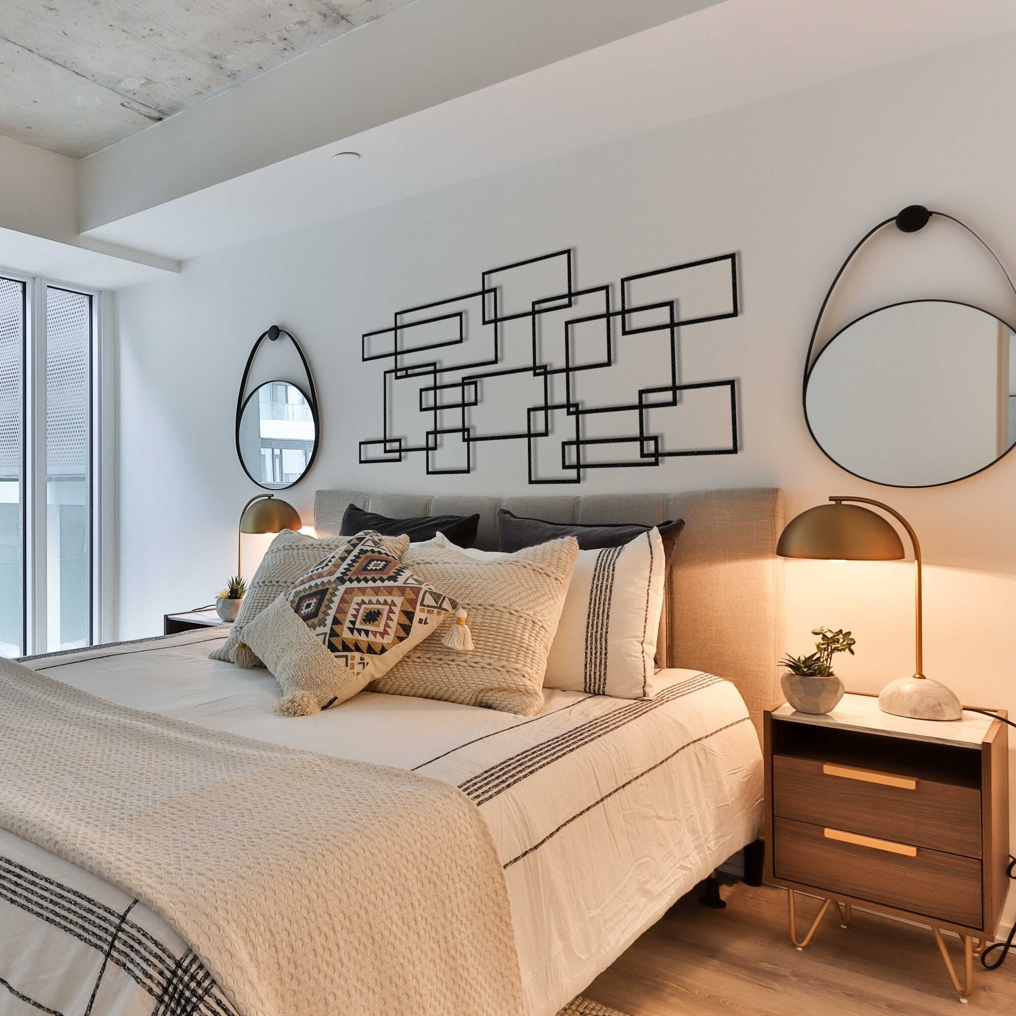 Cabecero de metal geométrico, cabeza de cama moderna, decoración sobre la  cama, decoración sobre la cama, cabecera Queen, cabecera King Size - Etsy  México, image size:2000x2000