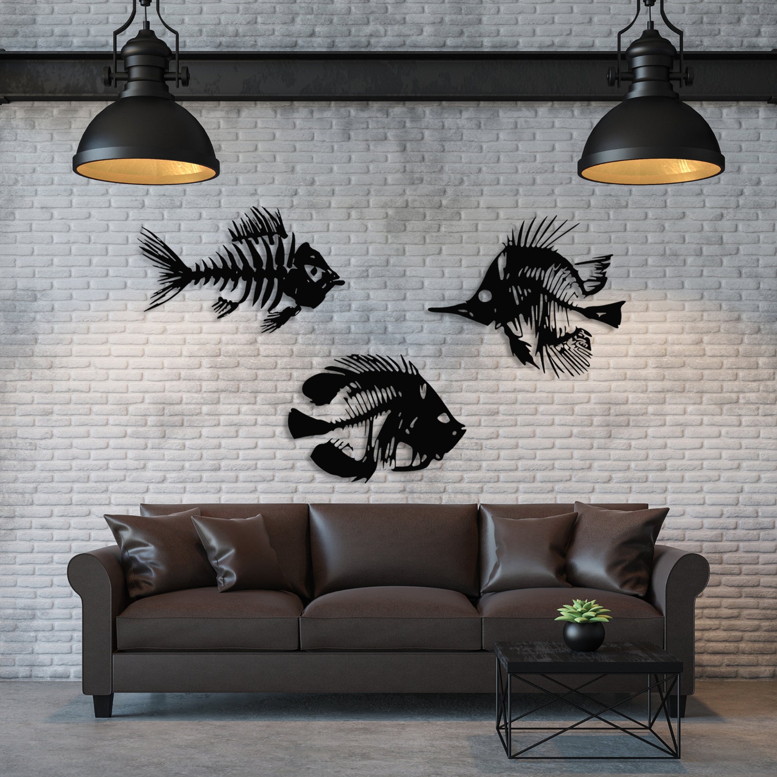 Fishbones Metal Wall Art Wall Hanging Fish Family Wall Art Etsy