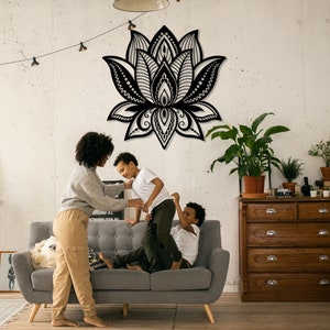 Lotus Flower Metal Wall Decor, Metal Wall Art, White Lotus Flower Decor, Bohemian Home Decor, Housewarming Gift, Valentines Day Gift