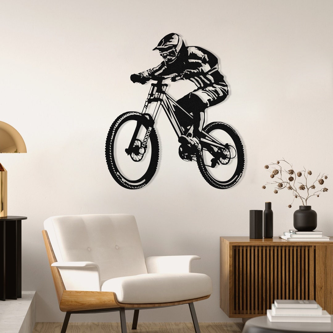 Mountain Bike Wall Decor, Metal Wall Sculpture, Gifts for Biker, Metal