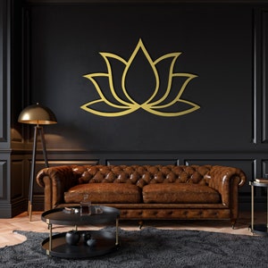 Lotus Flower Metal Wall Art, Lotus Silver Color Wall Decor, Bohemian