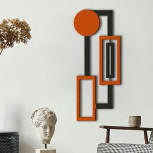 Geometric Colorful Metal Wall Art, Black and Orange Wall Art, Vertical Wall Art, Modern Decor Art, Metal Wall Decor, Sporty Home Decor