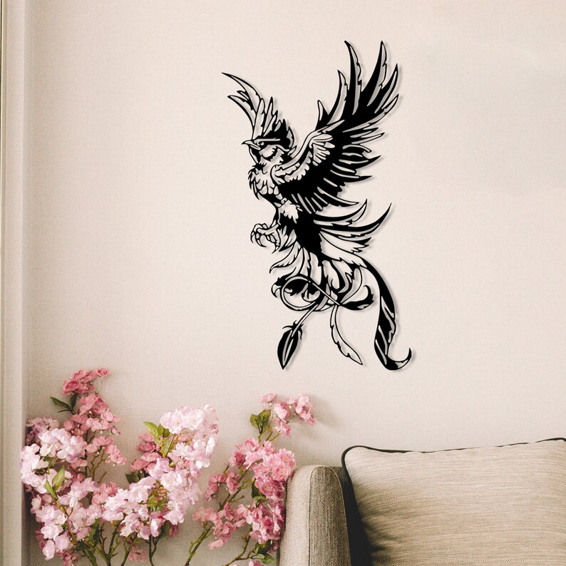 Phoenix Bird Metal Wall Art Phoenix Decor Metal Wall Etsy