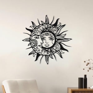 Sun and Moon Wall Art, Metal Wall Art, Celestial Decor, Sun Decor, Summer Season Decor, Coastal Wall Art, Abstract Sun Design Art