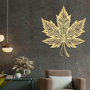 Maple Leaf Metal Wall Art, Blattdesign Wandhänger, Geschenk für Jubiläen, Kamin Dekorationen, Modernes Blattdesign Wanddekoration