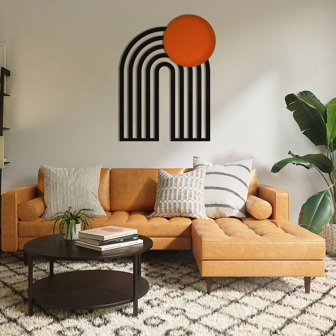 Mid Century Metal Wall Decor, Abstract Colorful Metal Wall Art