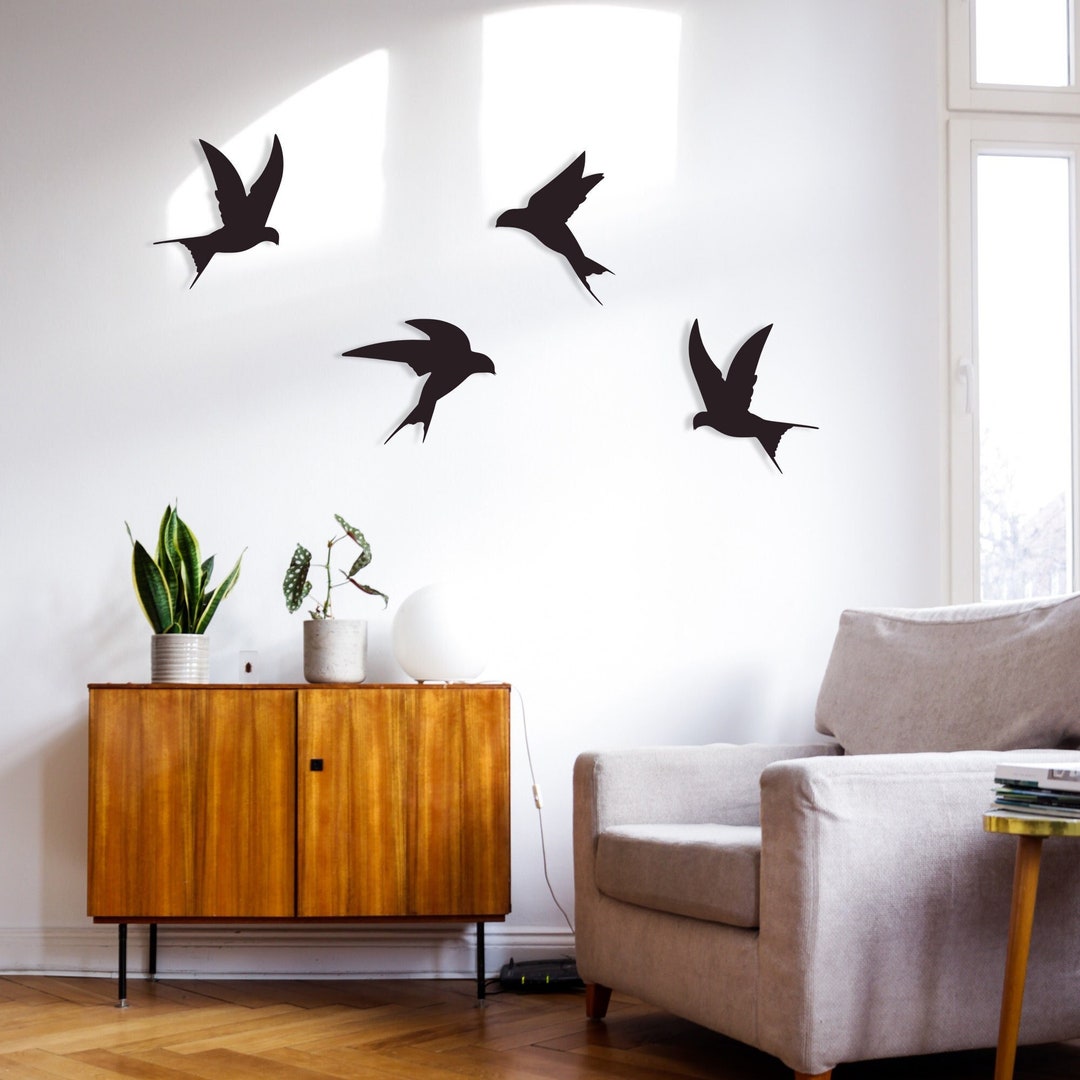 Flying Birds Metal Wall Decor Set of 4 Gold Bird Metal Wall - Etsy