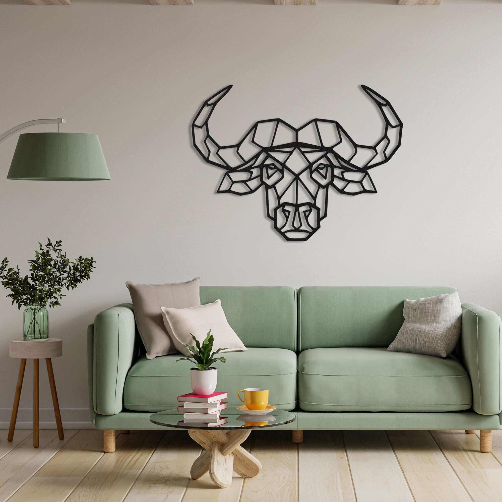 Bull Head Metal Wall Art Geometric Wall Art Wall Hangings Etsy