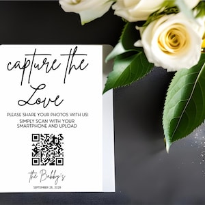 Capture the Love QR Code, Wedding Photo Signs, Share the Love, Wedding QR Code Signs, Instant Download, Modern Wedding Sign, Social Media