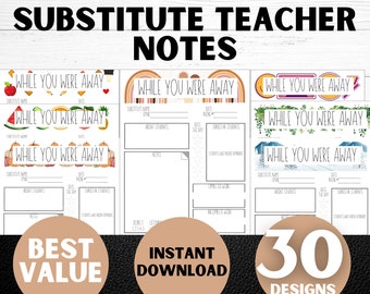 Substitute Teacher Note, While You Were Away, Classroom Communication Template, Ultimate Bundle