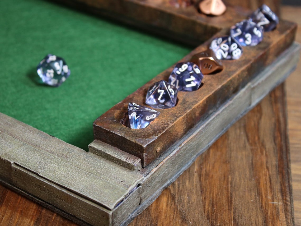 Polyhedral Dice Roll box and Holder Metal textured holders Etsy