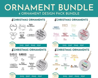 Baby's First Christmas Sublimation Ornament Png Bundle, Personalized Babys First Christmas Svg, First Keepsake Png, Custom Baby Ornament