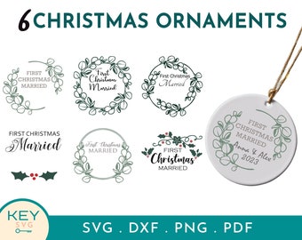 Our First Christmas Married Ornament Personalized Png, First Christmas Ornament Married Png, Ornament Template, Couples Ornament, Newlywed