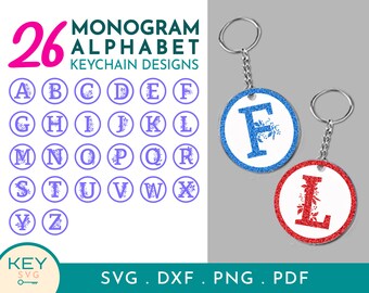 26 Floral Monogram Svg, Circle Monogram Svg, Monogram SVG Alphabet, Keychain Svg, Monogram Svg, Alphabet Svg, Circle Svg, Monogram Svg Font