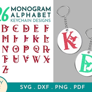 Może przedstawiać: Zestaw 26 wzorów breloków z monogramem alfabetu z sylwetką kolibra. Litery są w pogrubionym, czerwonym kroju, a kolibry mają czerwony i zielony połysk.