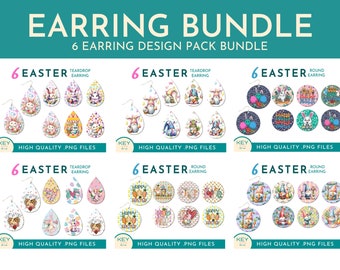 Easter Teardrop Earring Png, Earrings Bundle Png, Bunny Earrings, Sublimation Earring Designs, Easter Egg Png, Happy Easter Png, Rabbit Png