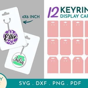 30 Keyring Display Card Svg Bundle, Keyring Display Card Template, Keychain  Packaging, Key Ring Tag, Keychain Holder Svg, Cut Files Cricut 