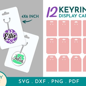 6x2 Keyring Display Card Svg 2.5x5, Keychain Display Card Svg, Shapes PNG  DXF Pdf Eps Files for Cricut and Silhouette, Instant Download 