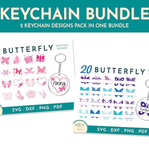 Papillon Svg, Svg fendu de papillons, Clipart papillon, Butterfy Svg Cricut, porte-clé Svg, acrylique porte-clé Svg, monogramme Svg rond porte-clé