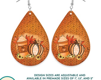 Pumpkin Coffee Fall Teardrop Earring Sublimation Design Png, Thankful Png, Thanksgiving Earrings Png, Fall Vibes Png, Fall Leaves Earrings