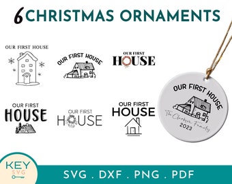 Our First House Christmas Ornament Png, New House Ornament, Family Ornament Png, Round Ornament Png, Our First Christmas Ornament
