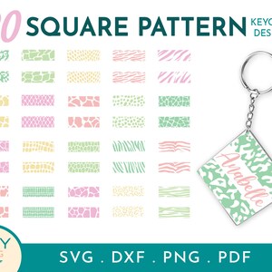 Patrones de llavero con estampado animal cuadrado dividido svg, estampado de leopardo SVG, estampado de guepardo svg, llavero svg, monograma dividido svg, monograma svg