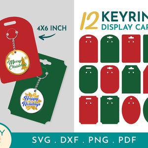 Cartão de exibição de chaveiro de Natal Svg, Cartão de exibição de chaveiro, Cartão de chaveiro Svg, Chaveiro Svg, Embalagem Svg, Cartão de exibição Svg, Porta-chaves