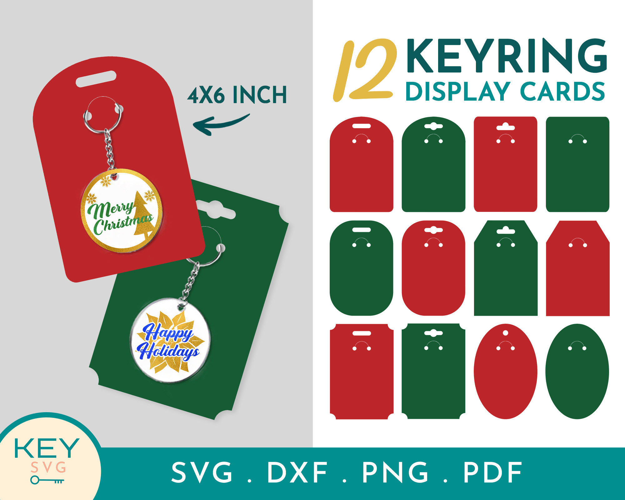 Christmas Keychain Display Card Svg Keyring Display Card Etsy