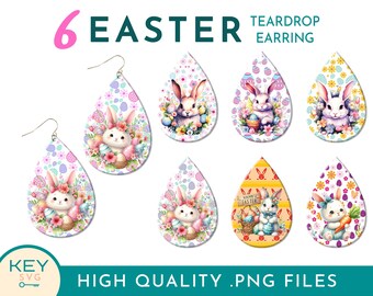 Easter Teardrop Earring Png, Bunny Oorbellen, Oorbellen Bundel Png, Sublimatie Earring Designs, Easter Egg Png, Happy Easter Png, Konijn Png