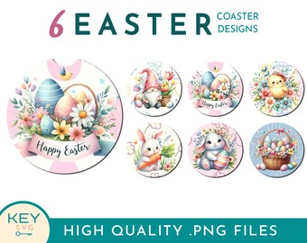 Easter Car Coaster Png, Easter Gnome Coaster Sublimation Designs, Easter Bunny Png, Car Coaster Template, Car Cup Coaster, Cup Holder Design