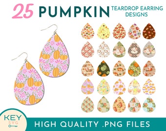 25 PNG Pumpking Teardrop Oorbellen Png, Fall Vibes Png, Pumpkin Sublimation Png, Pumpkin Clipart, Tear Drop Earring Png, Dangle Oorbellen