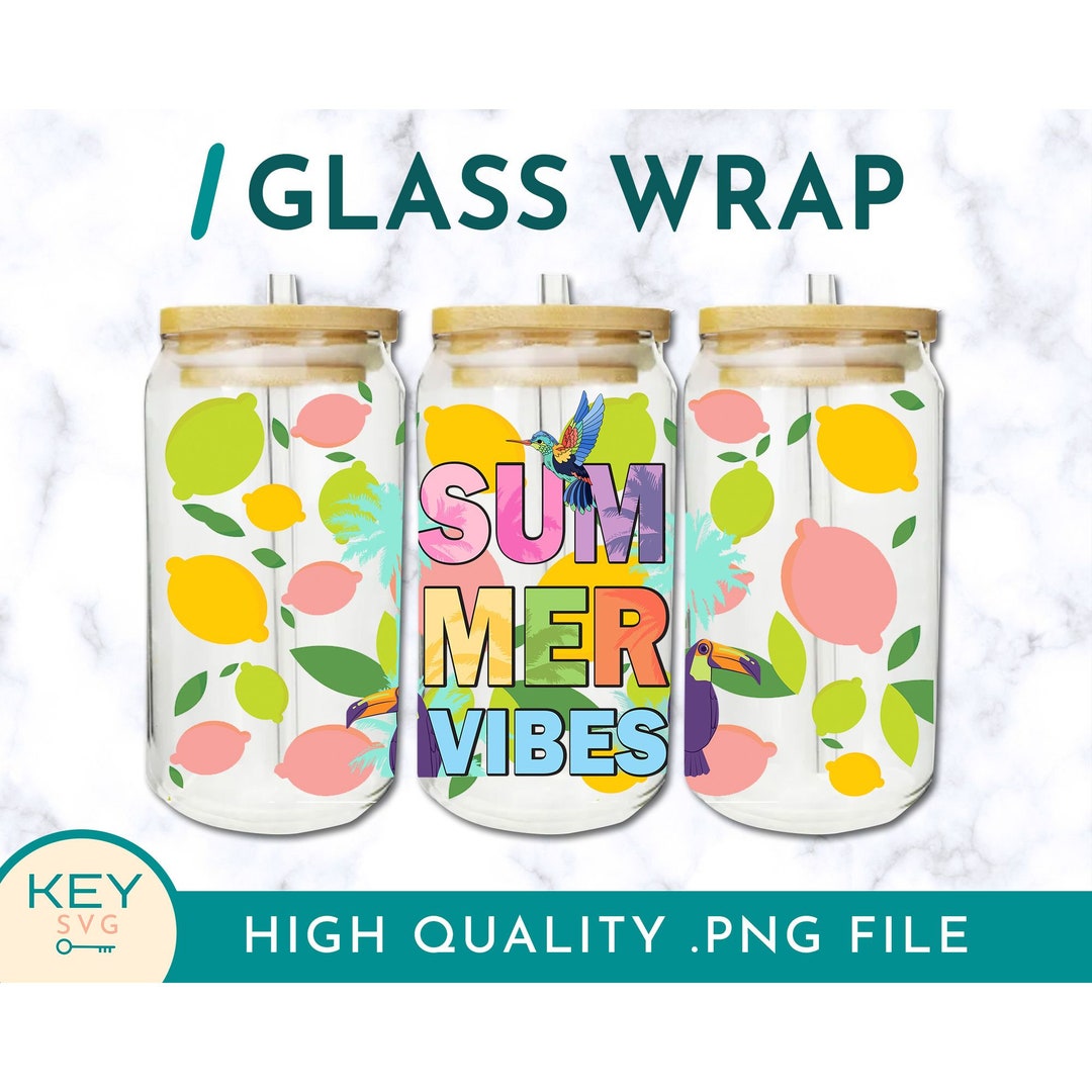 Summer Vibes Tumbler Wrap Png Sublimation Glass Can Wraps 16oz / 20oz ...