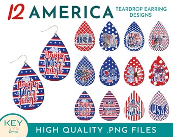 4 juli png, patriottische traansublimatieoorbel png, VS png, Memorial Day png, sublimatieoorbelontwerpen, rood wit blauw png,