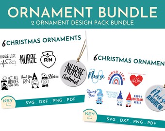 Nurse Ornament Svg Bundle, Nurse Appreciation Christmas Ornament Svg, Healthcare Svg, Holiday Nursing Ornament Png, Round Ornament Png