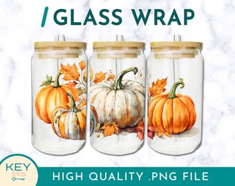 Fall Tumbler Wrap Png Sublimation Glass Can Wraps 16oz / 20oz Png Presized, Pumpkin Png,  Fall Sublimation Wrap, Fall Png
