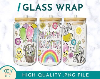 Happy Easter Tumbler Wrap Sublimation Glass Can Wraps 16oz / 20oz, Happy Easter Png, Easter Egg Hunt, Cold Cup Wrap, Easter Scavenger Hunt