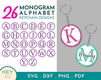 Circle Monogram Svg, Monogram SVG Alphabet, Keychain Svg, Frame Monogram Svg, Monogram Svg, Alphabet Svg, Circle Svg, Monogram Svg Font
