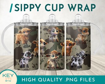 Highland Baby Cow Tumbler Sippy Cup Png, Kids 12oz Tumbler Wrap, Cow Tumbler Png, Sippy Cup Sublimation Designs, Baby Cow Png, New Baby Png
