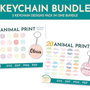 40 Animal Print Round Keychain Patterns Svg Bundle, Split Circle Patterns Svg, Leopard Print, Keychain Svg, Keyring Pattern, Cheetah Print