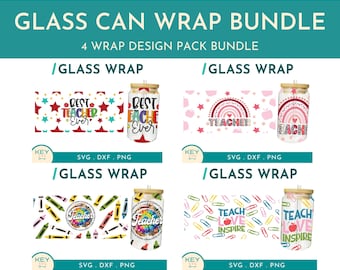 Teacher Glass Can Wraps 16oz / 20oz Png Presized Bundle, Best Teacher Ever Libbey Cold Cup, Educator Gift Wrap Design Teacher Rainbow Design