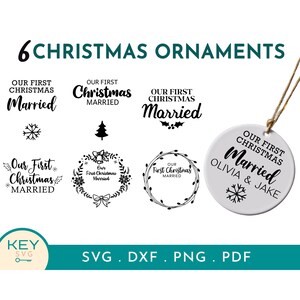 Unsere erste Weihnachten verheiratet Ornament personalisiert Png, erste Weihnachtsverzierung verheiratet, Ornament Vorlage, Paare Ornament, Jungvermählten