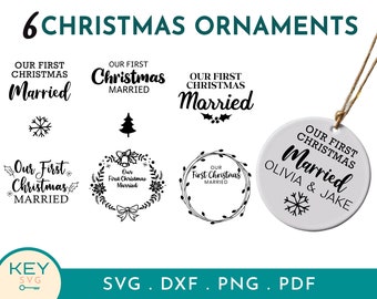 Our First Christmas Married Ornament Personalized Png, First Christmas Ornament Married, Ornament Template, Couples Ornament, Newlywed