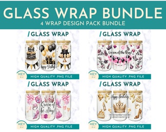 Happy Birthday Tumbler Wrap Png Bundel Sublimatie Glas Kan Wraps 16oz / 20oz, Cold Cup Wrap, Verjaardag Koningin Png, Verjaardagsfeestje, Crown Png
