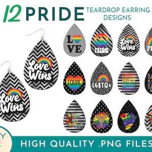 Pride Month Teardrop Earring Png, LGBT Png, Pride Rainbow, Sublimation Earring Designs, Pride Flag Png, Happy Pride